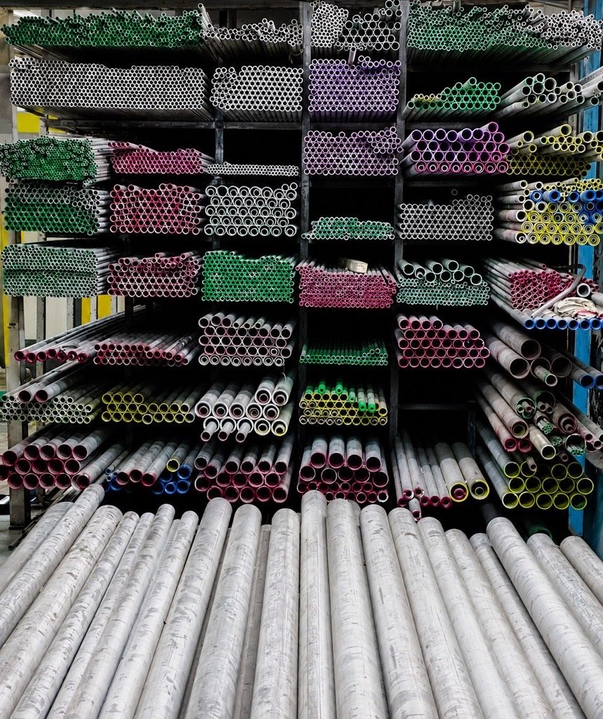 Stainless steel tube inventory in the SHREE SHYAM ENGINEERING warehouse